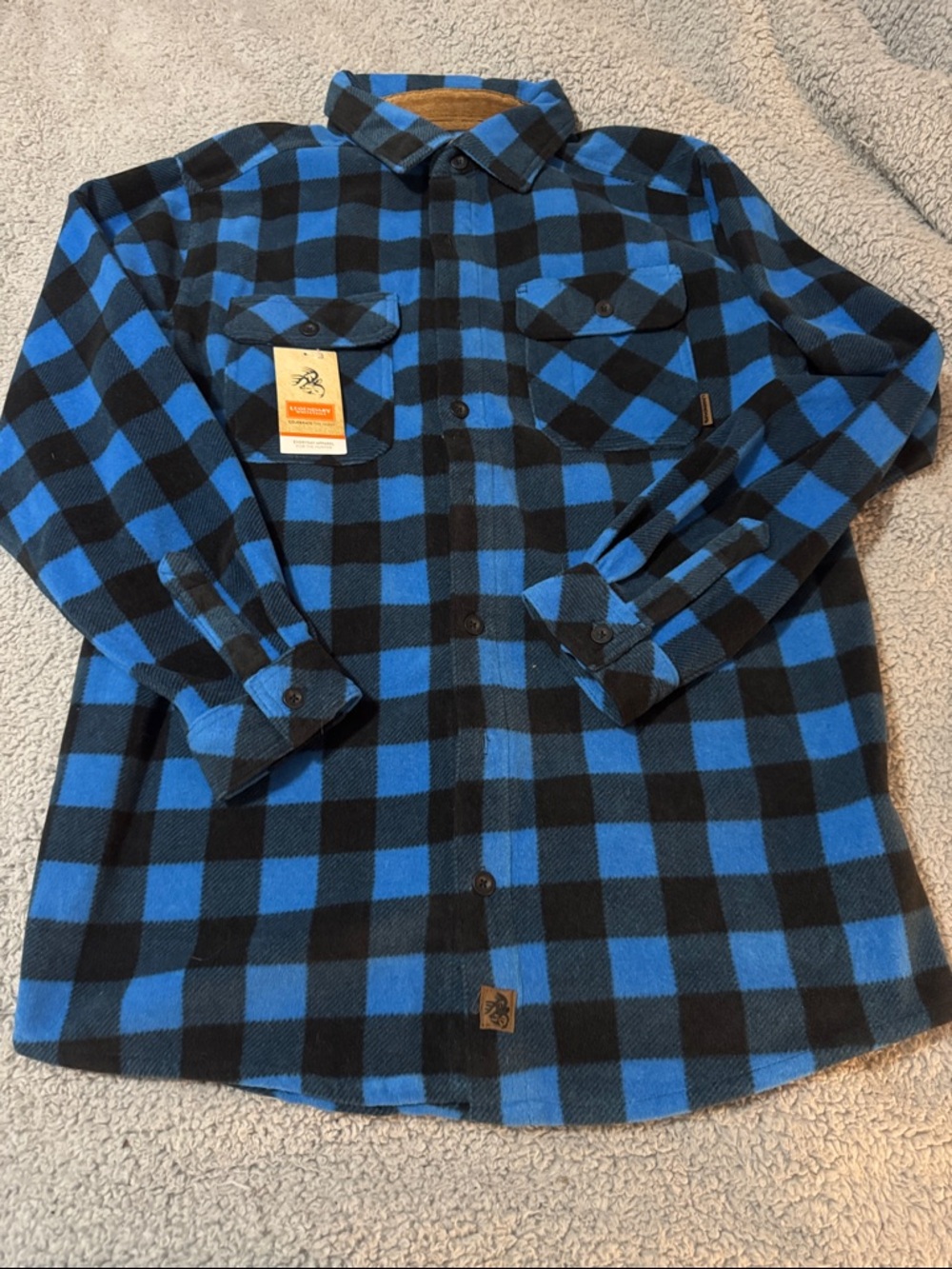 Men's Blue and Black Buffalo Plaid Flannel Shirt